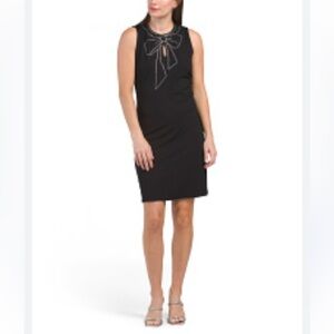 Maison Jules Little Black Bow Front Shift Dress Size M New With Tag